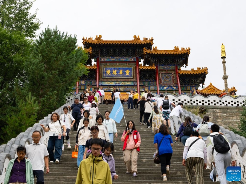 Tourists visit Mount Wutai, one of China's four sacred Buddhist mountains, in Xinzhou City of north China's Shanxi Province, July 16, 2026. Shanxi boasts magnificent natural scenery and landscapes, with three World Cultural Heritage sites including Pingyao, Yungang Grottoes and Mount Wutai, attracting tourists around the world. It is also home to more than 80 percent of the country's surviving timber structures built before the Yuan Dynasty (1271-1368), earning it the reputation of a museum of ancient Chinese architectural art.
Scenic areas across Shanxi have entered their peak season for tourism during summer vacation. Photo: Xinhua