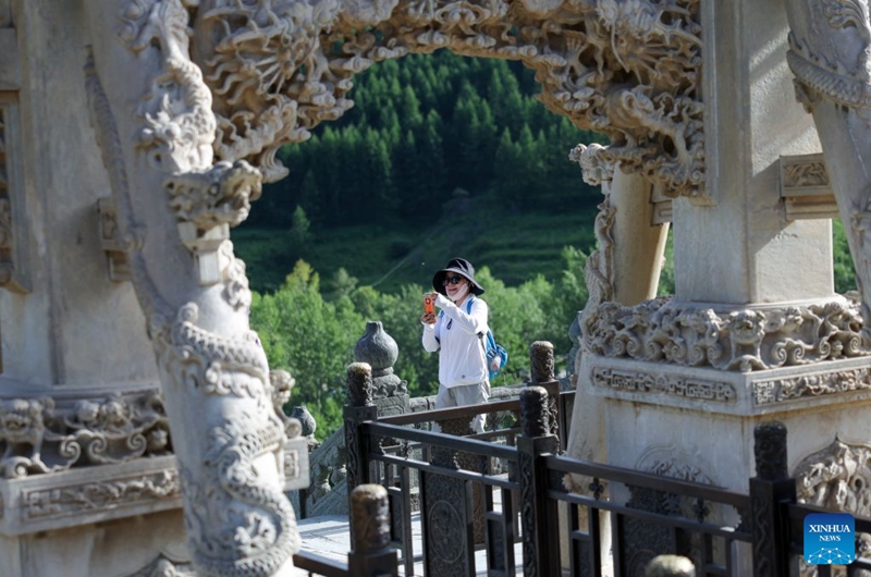 A tourist is pictured at Mount Wutai, one of China's four sacred Buddhist mountains, in Xinzhou City of north China's Shanxi Province, July 15, 2026. Shanxi boasts magnificent natural scenery and landscapes, with three World Cultural Heritage sites including Pingyao, Yungang Grottoes and Mount Wutai, attracting tourists around the world. It is also home to more than 80 percent of the country's surviving timber structures built before the Yuan Dynasty (1271-1368), earning it the reputation of a museum of ancient Chinese architectural art.
Scenic areas across Shanxi have entered their peak season for tourism during summer vacation. Photo: Xinhua