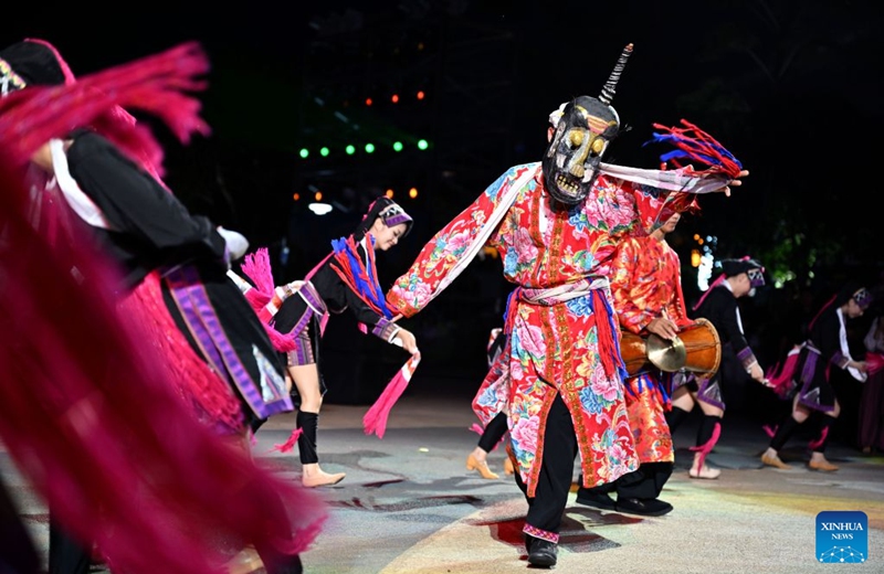 Actors perform during the opening ceremony of 2026 Hainan Island Carnival in Haikou, south China's Hainan Province, July 18, 2026. The 2026 Hainan Island Carnival opened here on Saturday and will last until Aug. 18, during which over 50 special events will be held. (Xinhua/Guo Cheng)