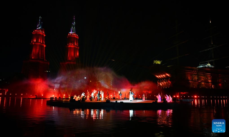 Actors perform during the opening ceremony of 2026 Hainan Island Carnival in Haikou, south China's Hainan Province, July 18, 2026. The 2026 Hainan Island Carnival opened here on Saturday and will last until Aug. 18, during which over 50 special events will be held. (Xinhua/Guo Cheng)