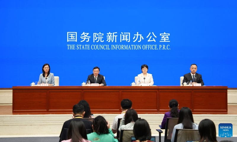 The State Council Information Office (SCIO) holds a press conference on development of industry and information technology in the first half of 2026 in Beijing, capital of China, July 20, 2026. (Xinhua/Ren Pengfei)