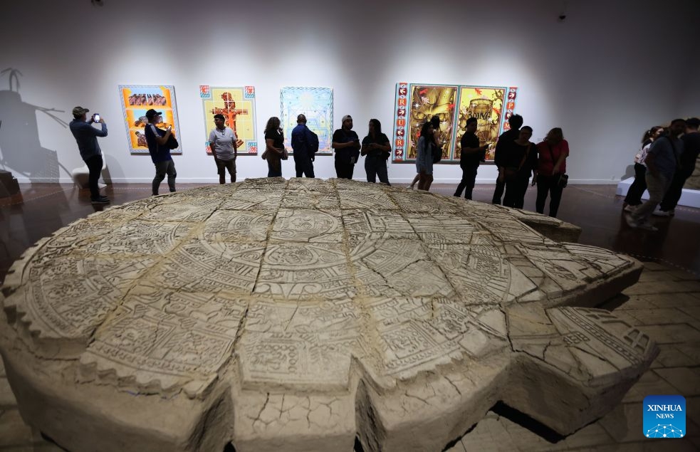 Visitors view exhibits at the Museum of Palacio de Bellas Artes, in Mexico City, Mexico, on July 19, 2026. The museum offers free admission on Sundays, attracting large numbers of residents and tourists to explore its exhibitions. (Xinhua/Liu Wenhui)