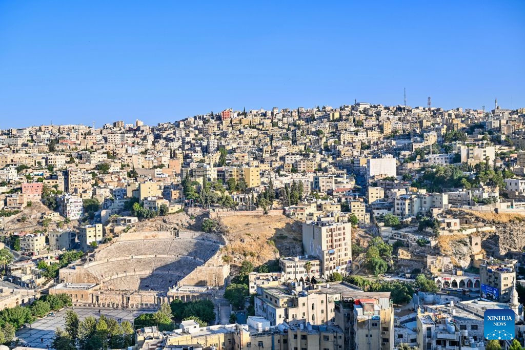 This photo taken on July 20, 2026 shows a city view from the Citadel in Amman, Jordan. Amman is the capital of Jordan where tradition and modernity coexist. From the ancient Citadel to the modern shopping district, traces of different eras intertwine to reveal the city's unique charm and enduring vitality. (Xinhua/Xin Mengchen)
