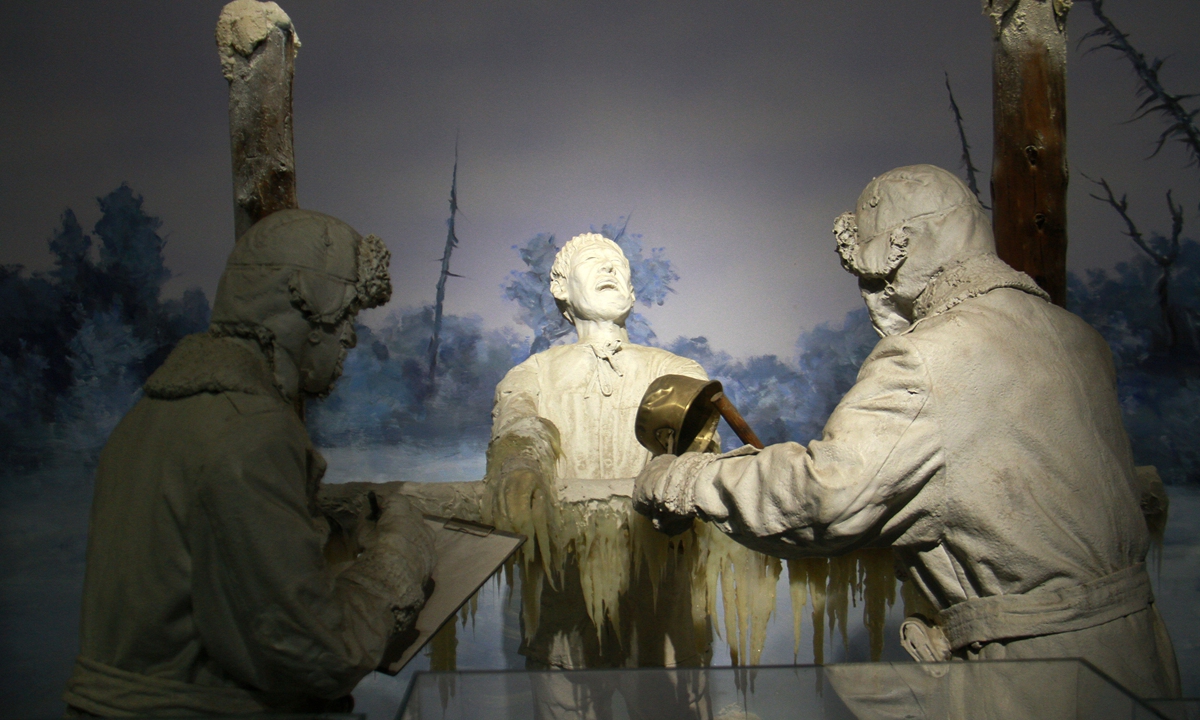 A group of statues in Harbin, Northeast China's Heilongjiang showing the brutal crime conducted by the Unit 731, an infamous Japanese germ warfare unit during its invasion in China Photo: VCG
