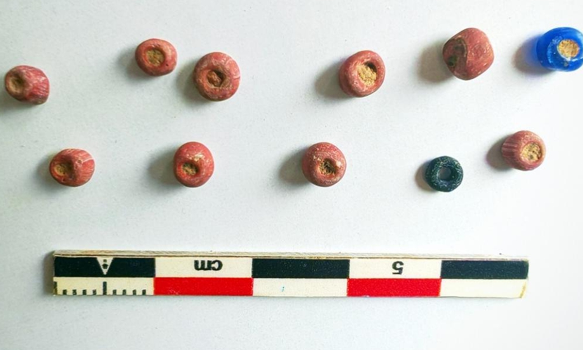 Bead ornaments unearthed from the DN site Photo: Courtesy of Chen Bin