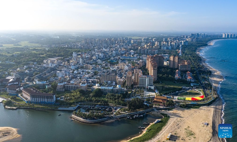 An aerial drone photo taken on July 23, 2026 shows the scenery of Hainan's round-the-island highway and Boao Town in Qionghai City, south China's Hainan Province. Building on the unique identities of Boao Town, home to the Boao Forum for Asia, and Tanmen Town, a historic fishing port with a thousand-year legacy, Qionghai City has been advancing the coordinated construction of picturesque rural villages across the Boao-Tanmen area. Taking advantage of Hainan's round-the-island highway, the city has linked both newly constructed and previously cultivated beautiful and harmonious villages into a cohesive chain to forge a globally influential rural revitalization belt. Photo: Xinhua