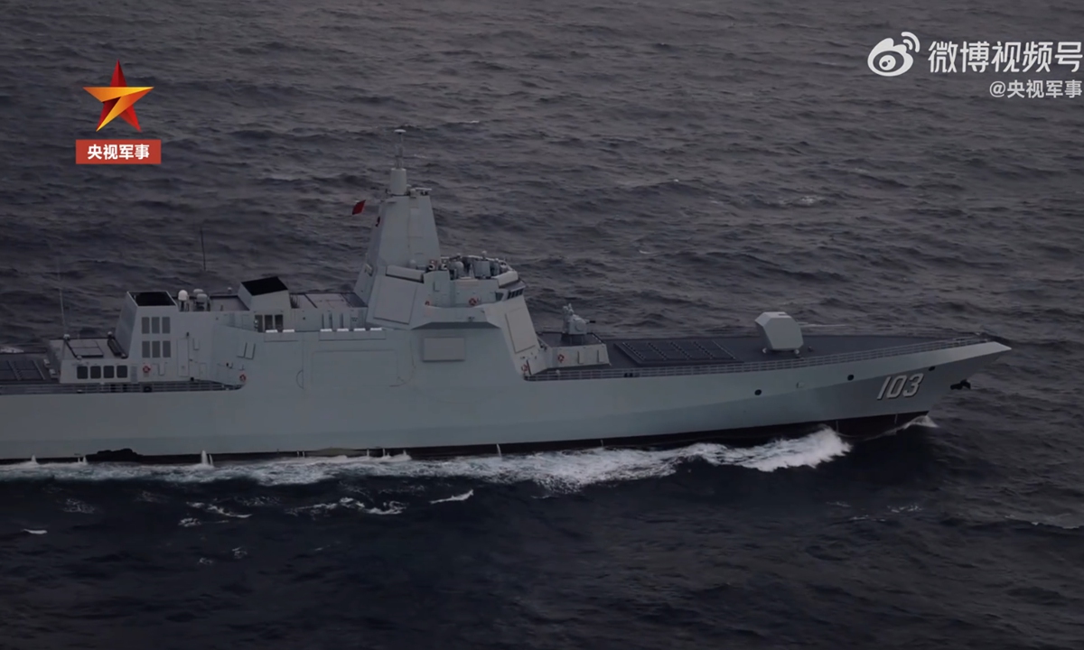  People's Liberation Army (PLA) Navy's Type 055 guided-missile destroyer Hull 103 Anshan participates in the China-Russia 