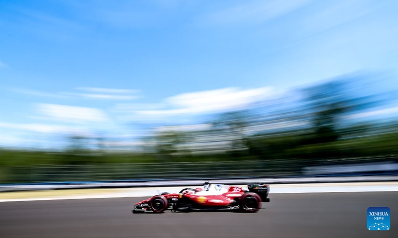 Ferrari's Charles Leclerc of Monaco drives during the third free practice session of the Formula One Hungarian Grand Prix at the Hungaroring in Mogyorod, near Budapest, Hungary, July 25, 2026. (Photo by David Balogh/Xinhua)
