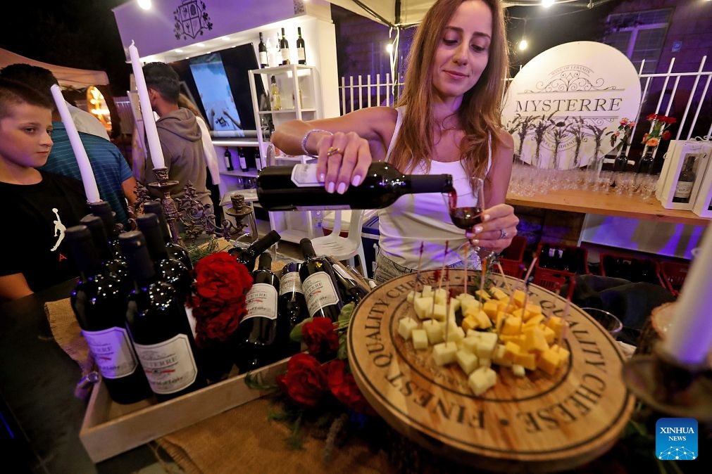 People attend a wine festival held in Dhour Choueir, Lebanon, on July 25, 2026. (Xinhua/Bilal Jawich)