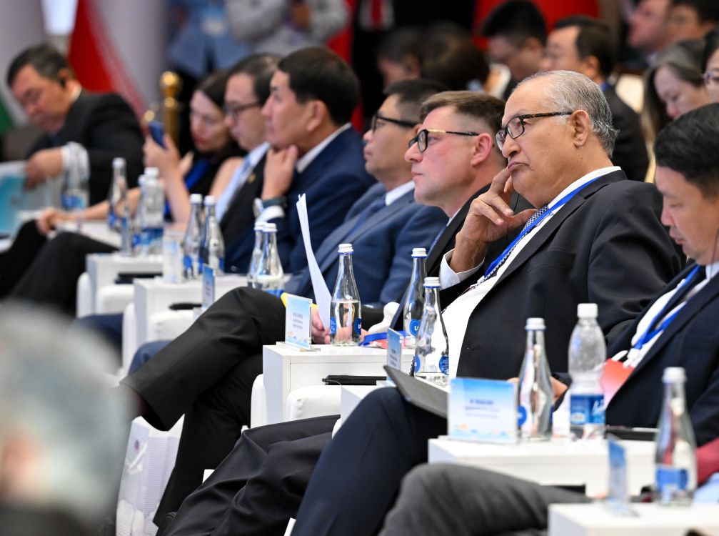 Guests attend the 2026 Shanghai Cooperation Organization (SCO) Media and Think Tank Summit in Bishkek, Kyrgyzstan, July 27, 2026.

