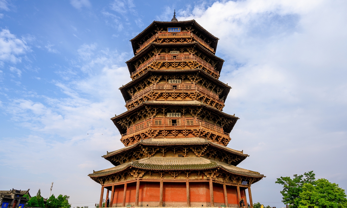 A wooden Pagoda of Yingxian County, North China's Shanxi province Photo: VCG