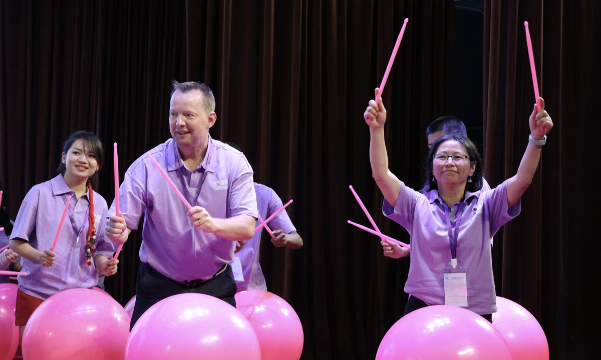 Some participants of the Shanghai International Youth Interactive Friendship Camp perform at the camp's opening ceremony on July 13, 2026. Photo: Chen Xia/GT