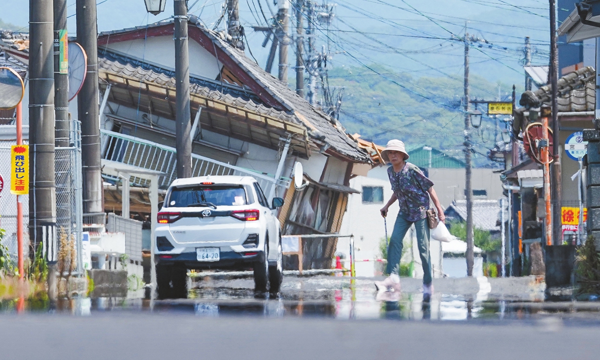 A heat mirage is seen on a road amid extreme heat in Hikawa town, quake-stricken Kumamoto Prefecture, Japan, on August 3, 2026. Kumamoto Prefecture is under a high-pressure system with intense sunshine, and a private weather company forecasts daytime highs of 40 degrees Celsius in Kumamoto city. Photo: VCG