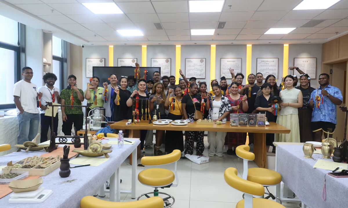 Students from Pacific island countries learn about traditional Chinese culture during a training program in East China's Shandong Province in July 2026 Photo: Courtesy of Liaocheng University