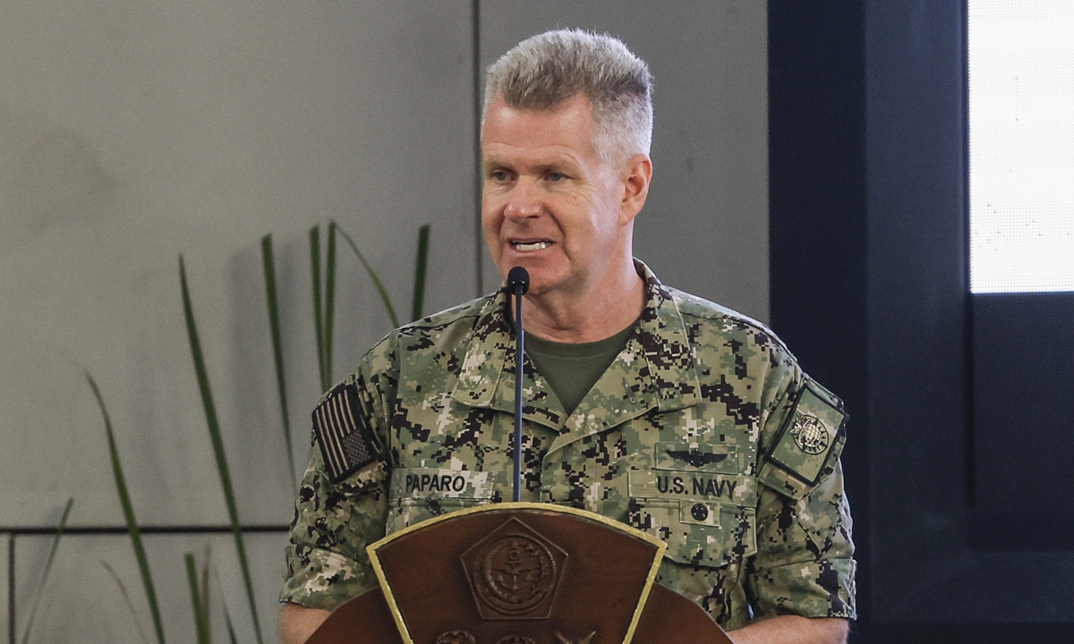 File Photo: The US Pacific Command chief, Admiral Samuel Paparo, delivers his speech during the opening ceremony of the Super Garuda Shield 2025 joint military exercise at the Navy Staff and Command School in Jakarta, Indonesia, 25 August 2025. Photo: VCG