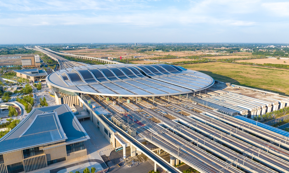 A view of Xiong'an Railway Station in Xiong'an New Area, North China's Hebei Province Photo: VCG