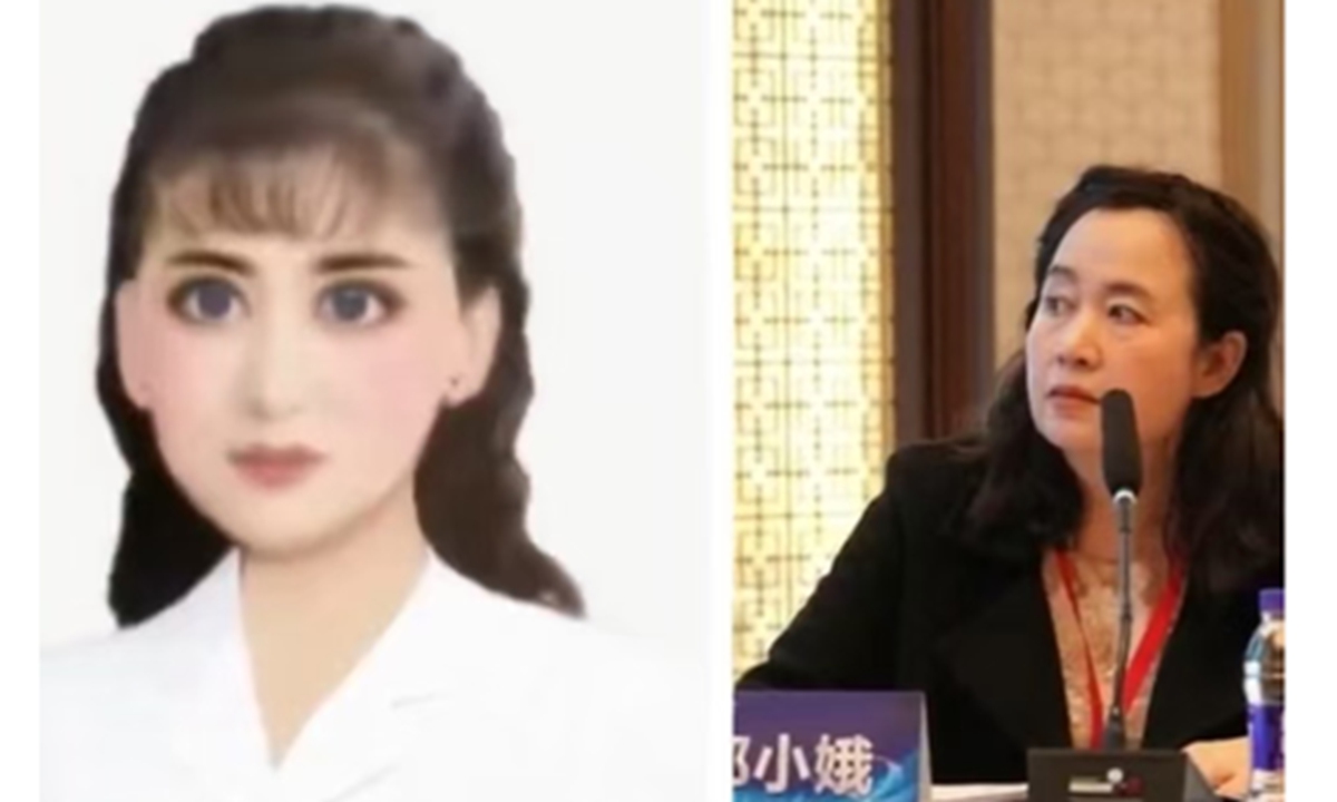 Collage contrasting Lang's over-beautified profile photo and her real-life photo. Photo: Screenshot from media reports