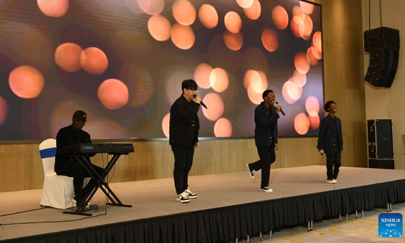 Singers perform during the ceremony of the second edition of musical talent show Sing for Africa in Nairobi, Kenya, Aug. 7, 2026. The musical talent show was launched here on Friday with a ceremony attended by senior officials, diplomats, industry executives, scholars and budding artists.