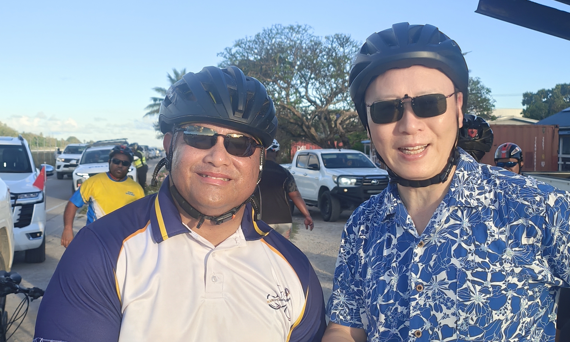 globaltimes.cn - He Shan - Exclusive: Naoero president, Chinese ambassador cycle island together passing China-supported projects, Chinese-run retail stores