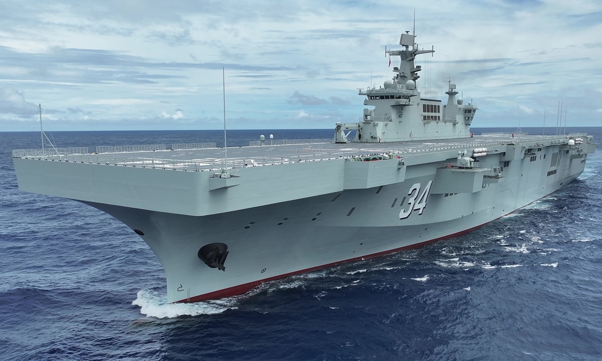 The Chinese People's Liberation Army (PLA) Navy's Type 075 amphibious assault ship Hubei Photo: PLA Southern Theater Command Weibo account