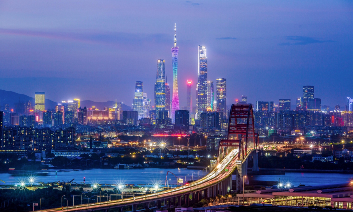 Night view of Guangzhou's CBD in South China's Guangdong Province Photo: VCG