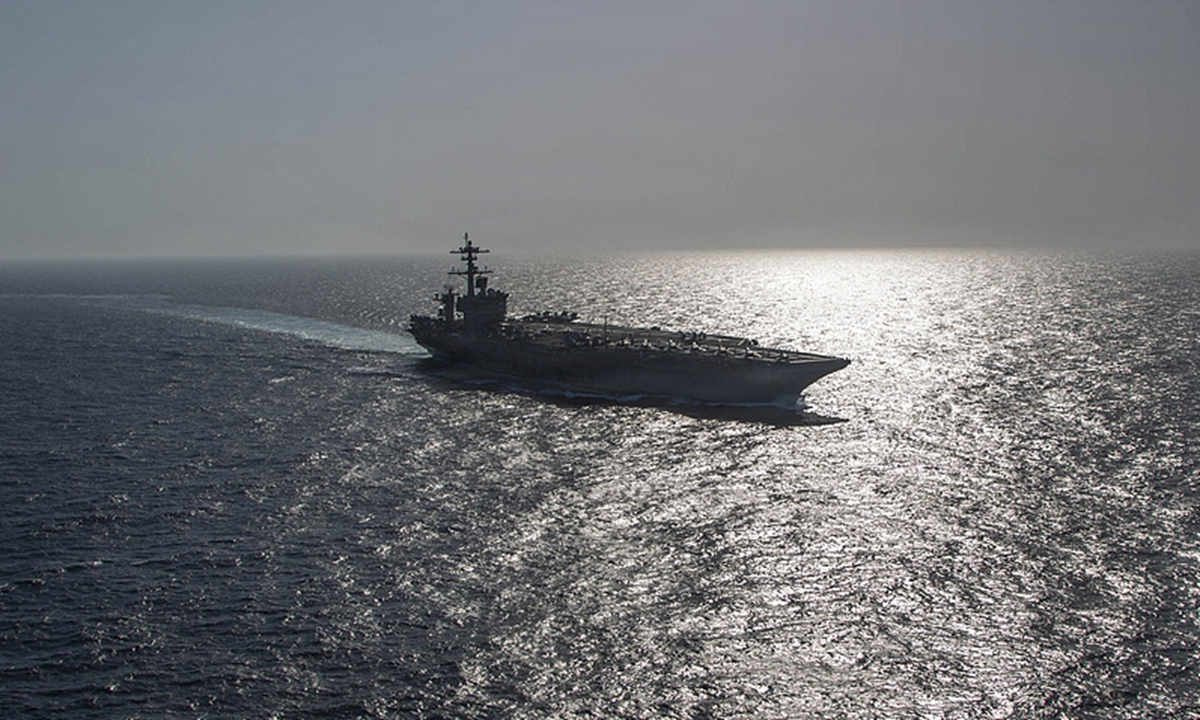This US Navy handout photo released on May 12, 2026, by US Central Command Public Affairs shows the Nimitz-class aircraft carrier USS Abraham Lincoln sailing in the Arabian Sea on May 8, 2026. Photo: VCG