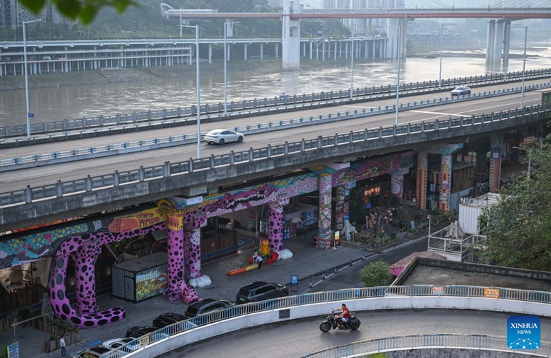 This photo shows a transformed space under a bridge in Liangjiang New Area, southwest China's Chongqing, Aug. 10, 2026. In recent years, Liangjiang New Area has transformed vacant spaces under bridges into spaces for exercise and recreation. Photo: Xinhua