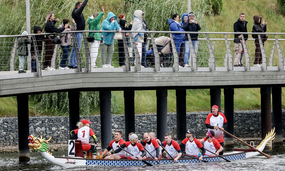 A dragon boat race is held on Lake Nizhny Kaban, Kazan, Russia as part of the 4th Sprouts Business Forum titled 