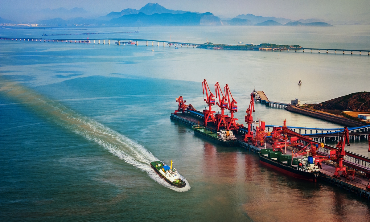 Photo shows Toumen Port area of Taizhou Port in Taizhou, East China's Zhejiang Province. (Photo/Liu Yan)