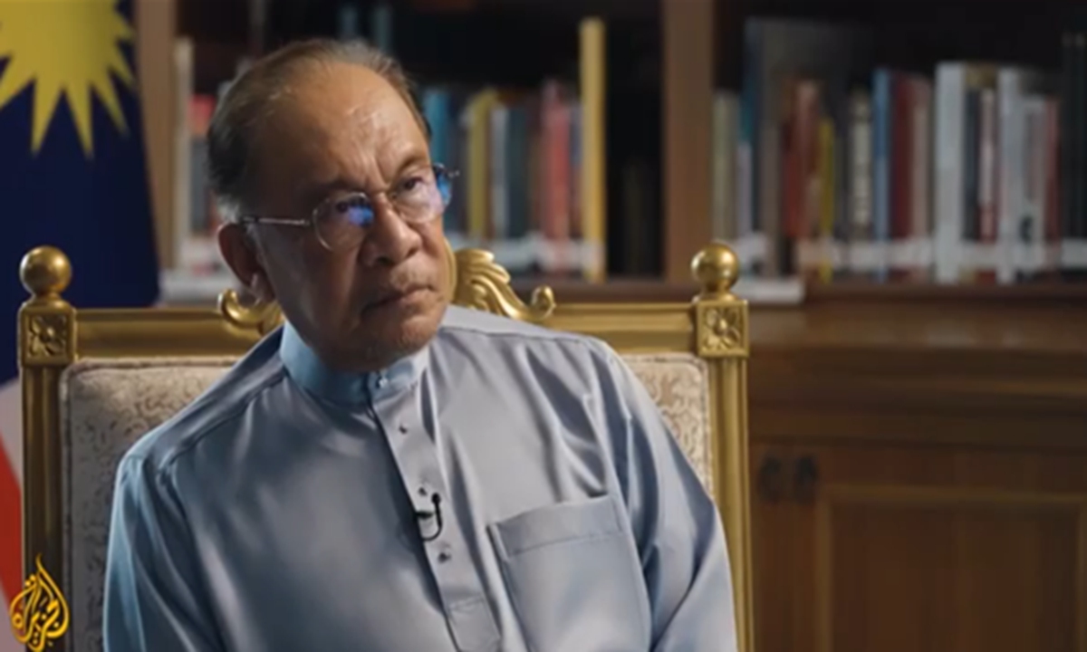 Screenshot from the video of Al Jazeera's interview with Malaysian Prime Minister Anwar Ibrahim