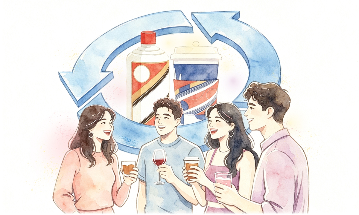Companies have been developing new products, reaching younger consumers and creating new drinking occasions. Illustration: Chen Xia/GT