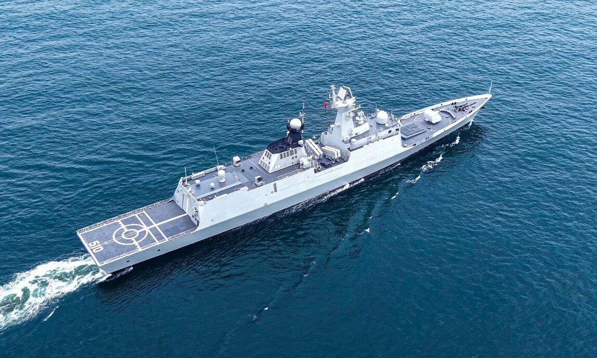 Image of the PLA Navy Type 054A guided missile frigate Ningde Photo: China Military Bugle