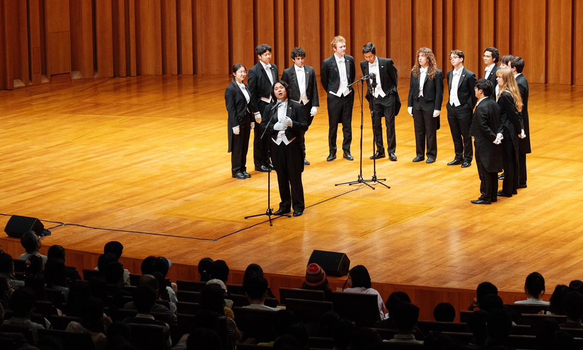 The Yale Whiffenpoofs perform at the National Centre for the Performing Arts in Beijing on August 12, 2026. Photo: Li Hao/GT