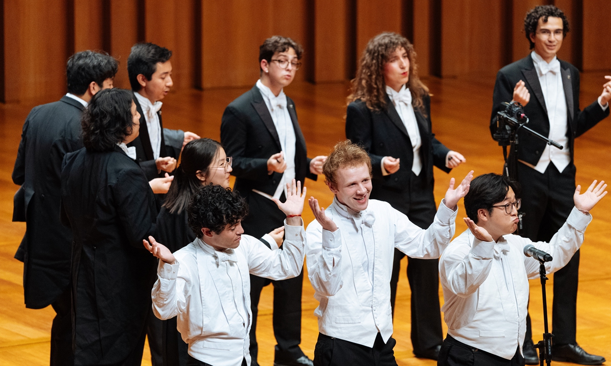 The Yale Whiffenpoofs perform at the National Centre for the Performing Arts in Beijing on August 12, 2026. Photo: Li Hao/GT