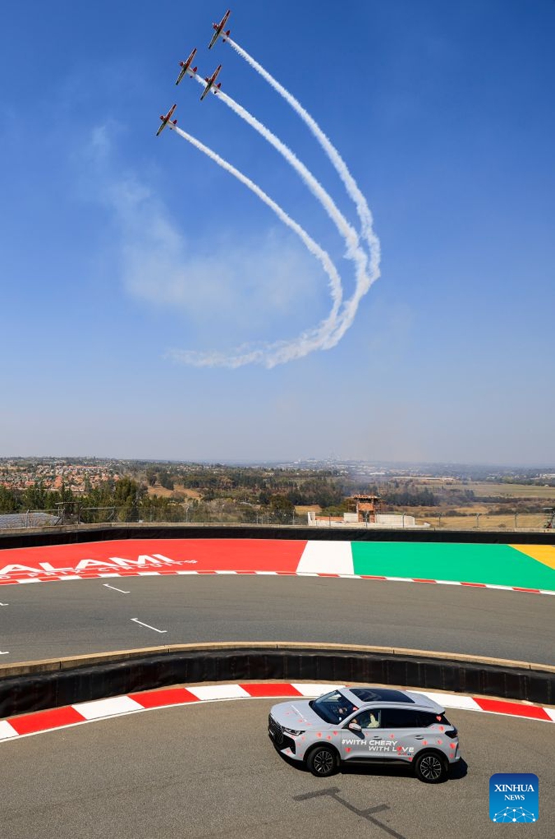 A visitor test-drives a vehicle of Chinese automaker Chery during the Festival of Motoring in Johannesburg, South Africa, Aug. 28, 2026.
The 9th edition of the Festival of Motoring kicked off on Friday at Kyalami Grand Prix Circuit in Johannesburg. Chinese automakers showcase their latest models at the event. Photo: Xinhua