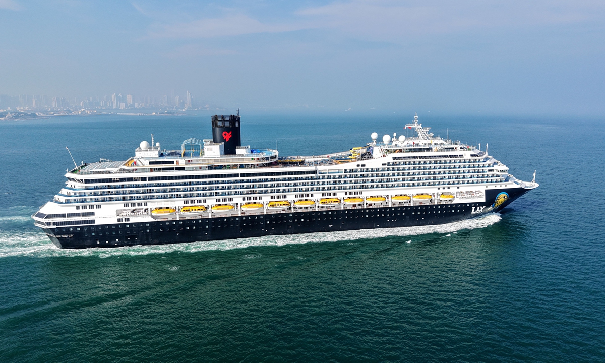 International cruise ship VISIO sails off the coast of Qingdao in East China's Shandong Province on July 5, 2026. Photo: VCG