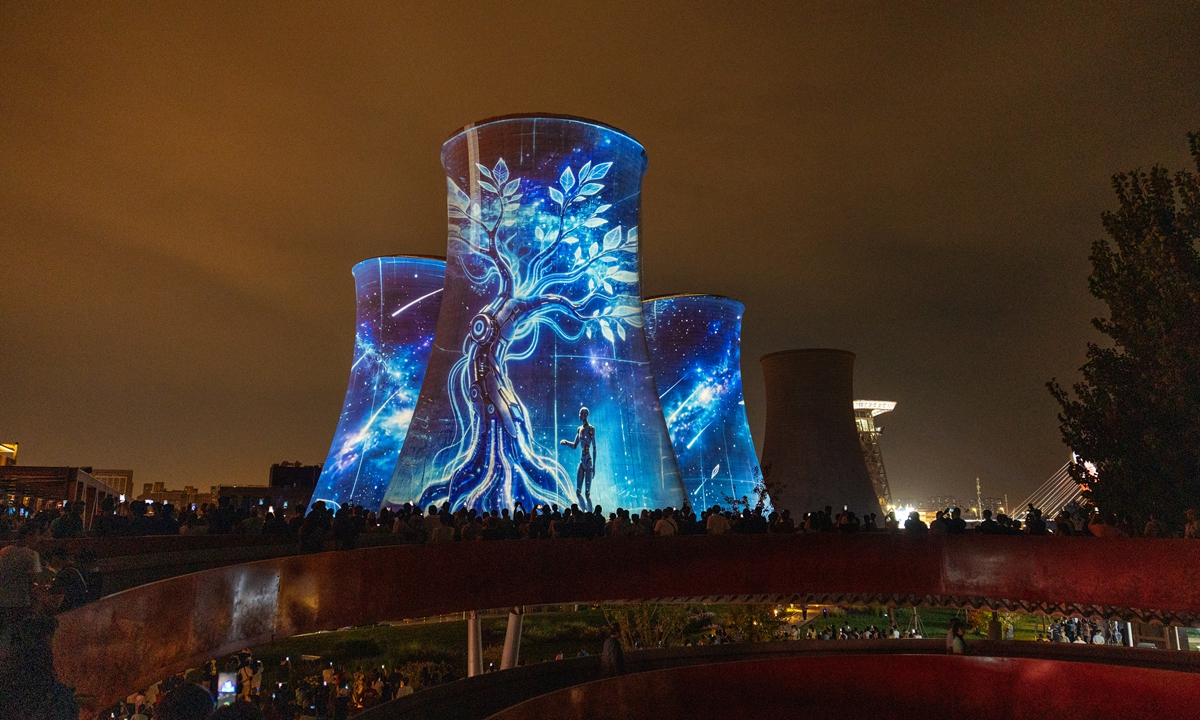 A rehearsal for a 3D light show takes place at Shougang Park, the permanent venue for the China International Fair for Trade in Services (CIFTIS), on September 4, 2026. The show will be presented from September 5 to 13 to celebrate the CIFTIS that is scheduled for September 9-13. Photo: Li Hao/GT