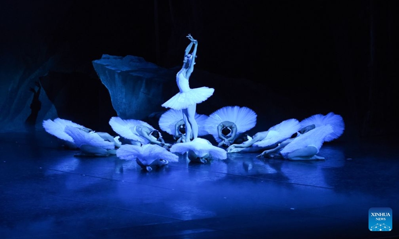 Dancers from the Shanghai Ballet perform Swan Lake in The Hague, the Netherlands, on Aug. 28, 2026. (Xinhua/Shao Haijun)
