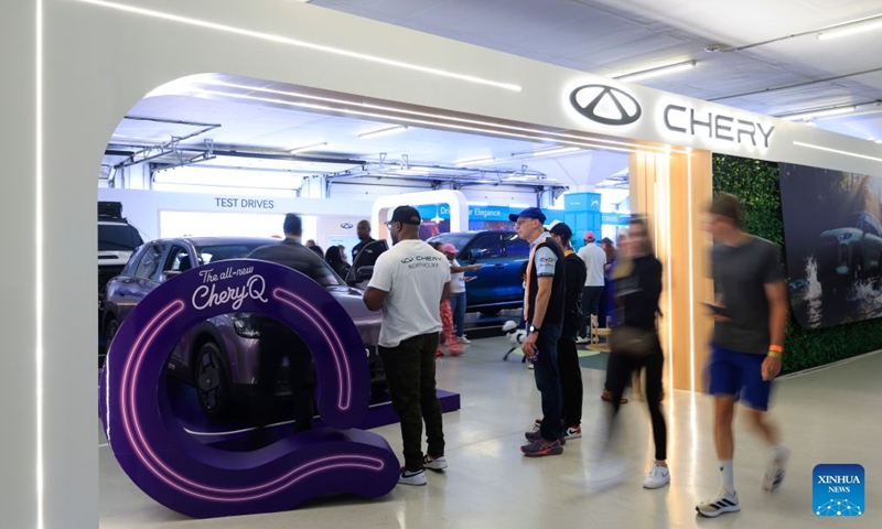People visit the booth of Chinese automaker Chery during the Festival of Motoring in Johannesburg, South Africa, Aug. 28, 2026.
The 9th edition of the Festival of Motoring kicked off on Friday at Kyalami Grand Prix Circuit in Johannesburg. Chinese automakers showcase their latest models at the event. Photo: Xinhua