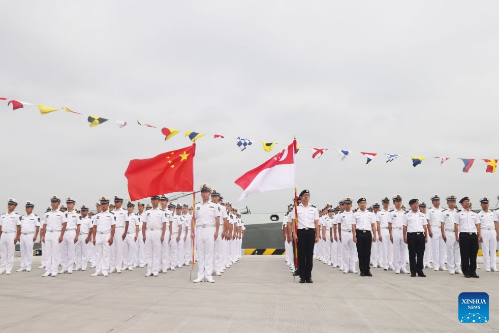 This photo taken on Sept. 5, 2026 shows a view of the opening ceremony of a joint maritime exercise between China and Singapore in Zhanjiang, south China's Guangdong Province. (Photo: Xinhua)