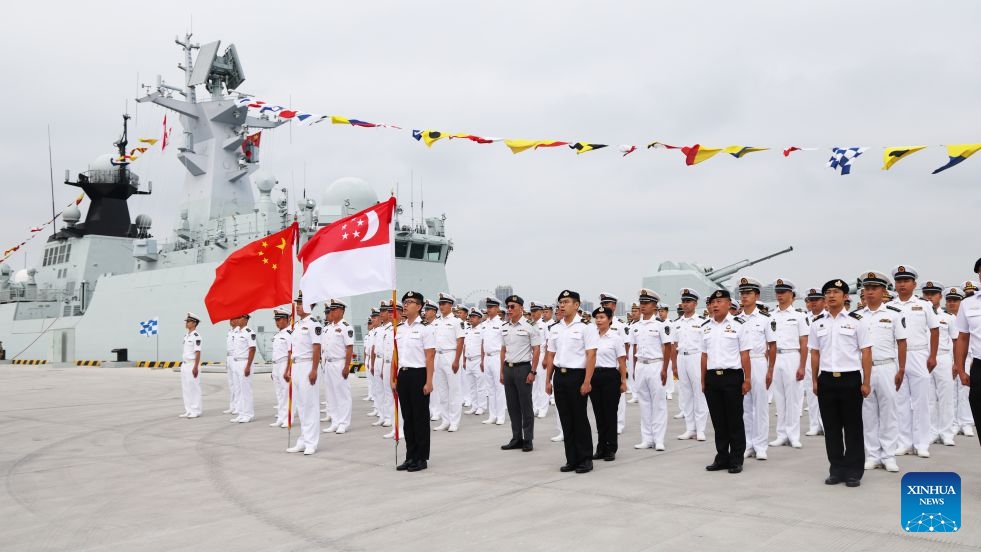 This photo taken on Sept. 5, 2026 shows a view of the opening ceremony of a joint maritime exercise between China and Singapore in Zhanjiang, south China's Guangdong Province. (Photo: Xinhua)