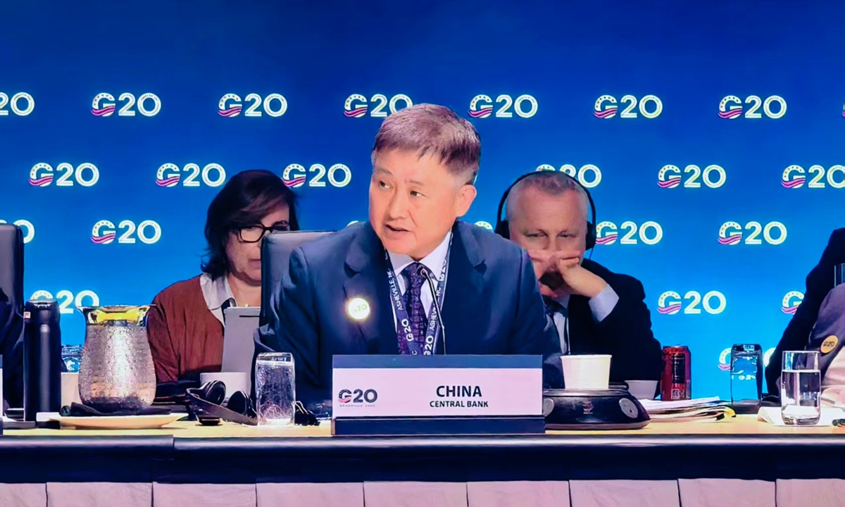 Pan Gongsheng, governor of the People's Bank of China (PBC), the central bank, delivers remarks at the Group of 20 (G20) Finance Ministers and Central Bank Governors Meeting held in Asheville, the US, from August 31 to September 1, 2026. Photo: Courtesy of the People's Bank of China 