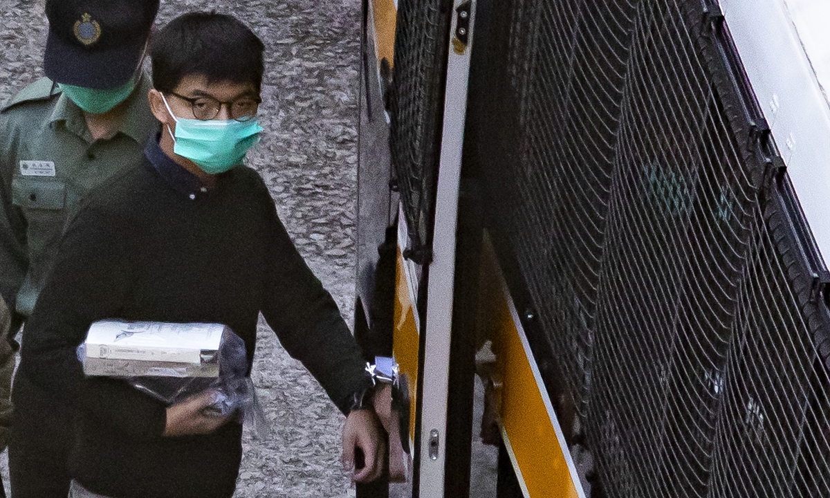 Joshua Wong arrives at a Hong Kong court on December 2, 2020. Photo: VCG