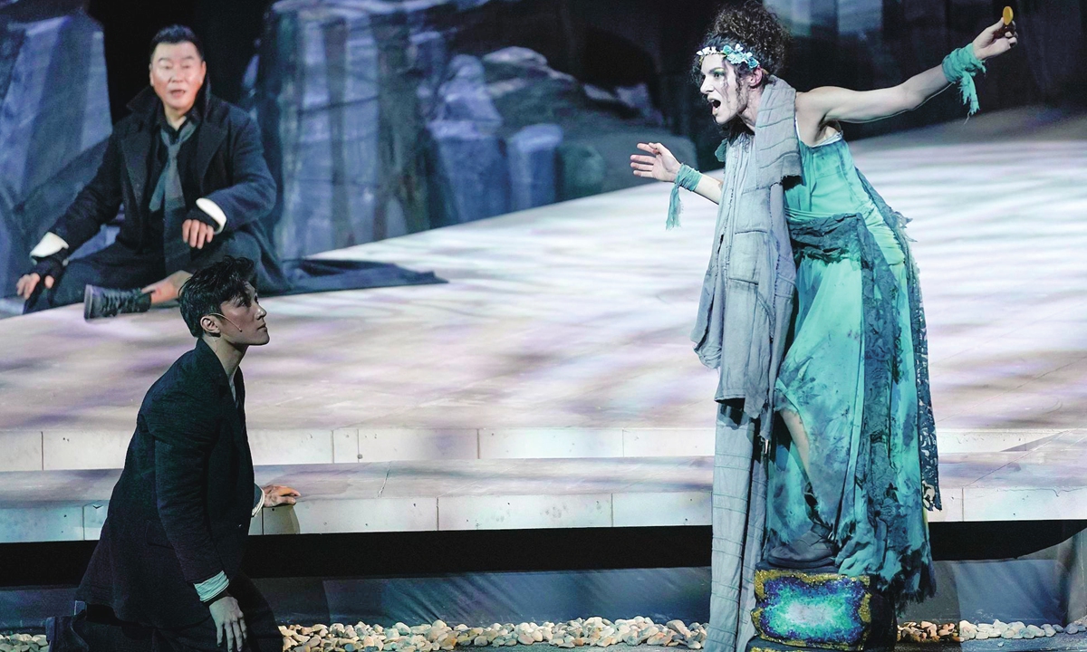 The Chinese?Greek bilingual drama Agamemnon, jointly produced by the National Theatre of China and the National Theatre of Greece, is staged in Beijing. Photo: VCG