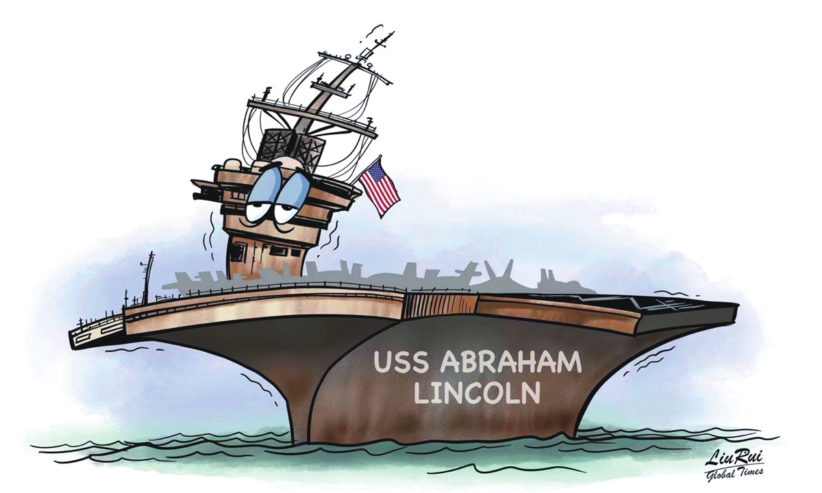 USS Abraham Lincoln and rusting US hegemony. Illustration: Liu Rui/GT