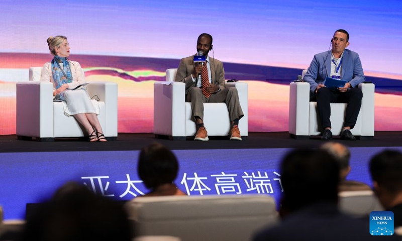 Guests attend the Asia-Pacific Media Forum Dongguan Sub-forum in Dongguan, south China's Guangdong Province, Sept. 3, 2026.

