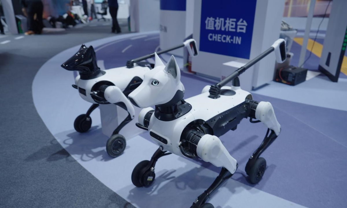 Xiaoyuan, the country’s first wheeled-legged guide robot. Photo: Courtesy of Yuanshan Zhixing Technology