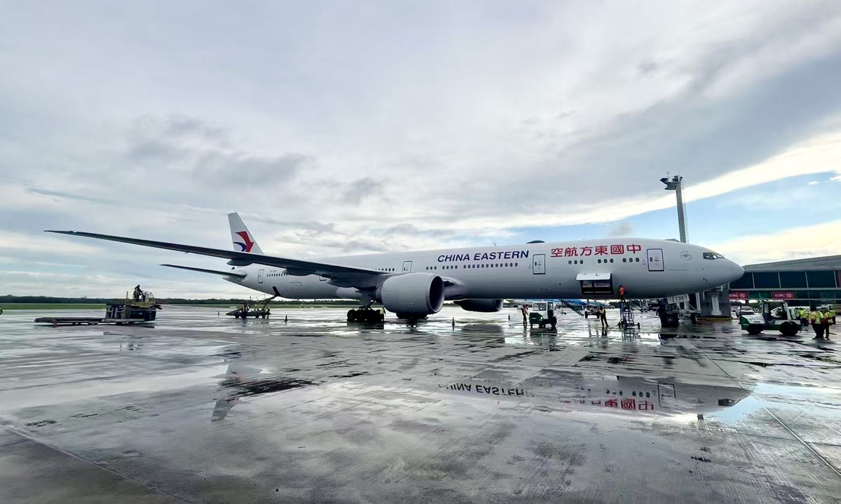 A China Eastern Airlines aircraft is parked at the Ministro Pistarini International Airport in Ezeiza, Argentina. Photo: Courtesy of China Eastern Airlines 