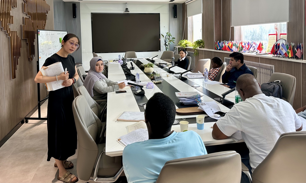 Visiting meteorological experts from around the world learn Chinese in a classroom at the China Meteorological Administration (CMA) International Cooperation and Training Center on August 11, 2026. Photo: Lin Xiaoyi/GT