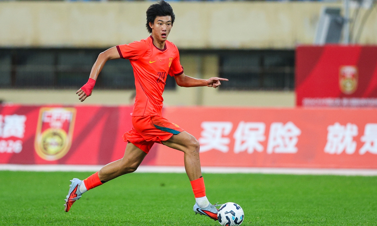 China's Zhao Songyuan runs with the ball during a friendly game between China's U17 team and their Nigerian counterparts in Yinchuan, Ningxia Hui Autonomous Region, on July 11, 2026. Photo: VCG

